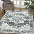 thumbnail image 2 of ZACOO Washable Rug 6'x9' Soft Distressed Print Carpet Vintage Non-Slip Stain Resistant Low-Pile Rugs, Gray, 2 of 6