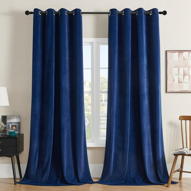 Cortinas Joydeco de Terciopelo Azul Real 160x160cm 2 Paneles
