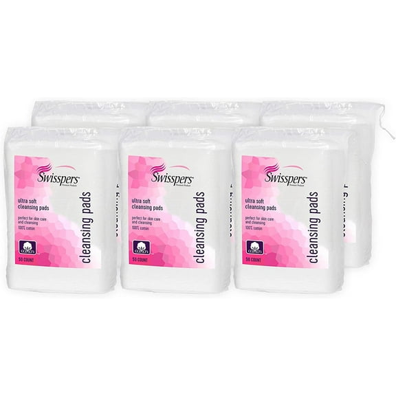 Swisspers Premium Cotton Facial Cleansing Pads, Disposable Washcloth (Pack of 6), Ultra soft, extra large facial cleansing pads By Visit the Swisspers Store