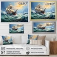 thumbnail image 4 of Designart "Voyage of the Pirate Boat Odyssey III" Fashion Framed Wall Art - Glam Blue Classics Entryway Framed Wall Art Print, 4 of 6