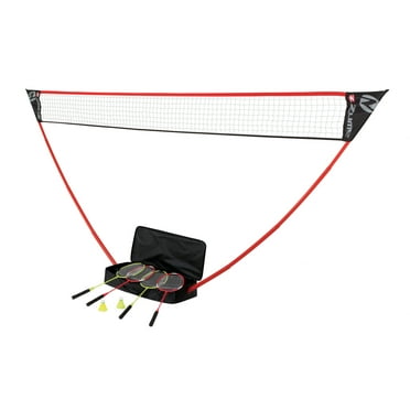 Zume Games Portable Badminton Set with Freestanding Base Sets Up on Any Surface in Seconds. No Tools or Stakes Required