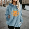 thumbnail image 4 of Womens Fuzzy Halloween Hoodies Oversized Sherpa Pullover Hoodie with Pockets Fluffy Fleece Sweatshirt Outwear, M Light Blue, 4 of 4