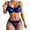 Blue, variant on Levmjia Womens Lace Lingerie Set Ruffled Trim Underwire Solid Color Floral Bra And Thong Panties With Adjustable Straps Honeymoon Bedroom Nightwear