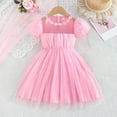 thumbnail image 4 of Avrntaa Toddler Girls Tulle Dress Puff Short Sleeve A-Line Flowy Dress Casual Party Dresses 4-8Y, 4 of 8