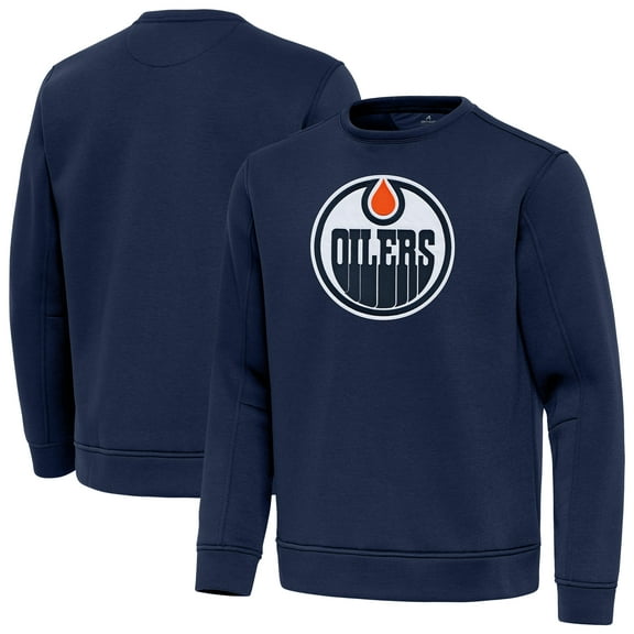 Men's Antigua Navy Edmonton Oilers Relevant Lightweight Pullover Sweatshirt