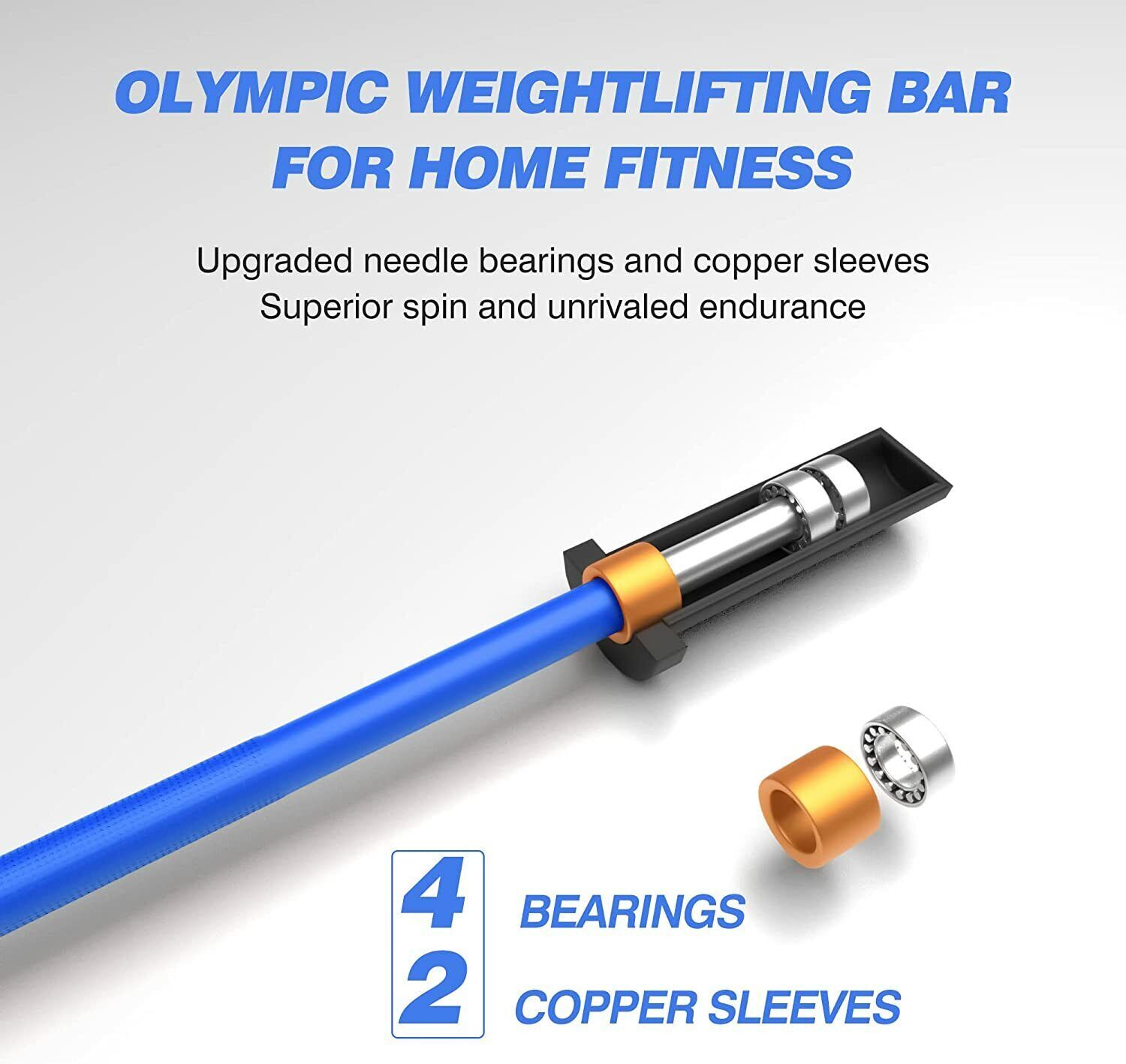 IVV 4FT Olympic Barbell for Gym Home Exercises, Weightlifting and Powerlifting, Blue