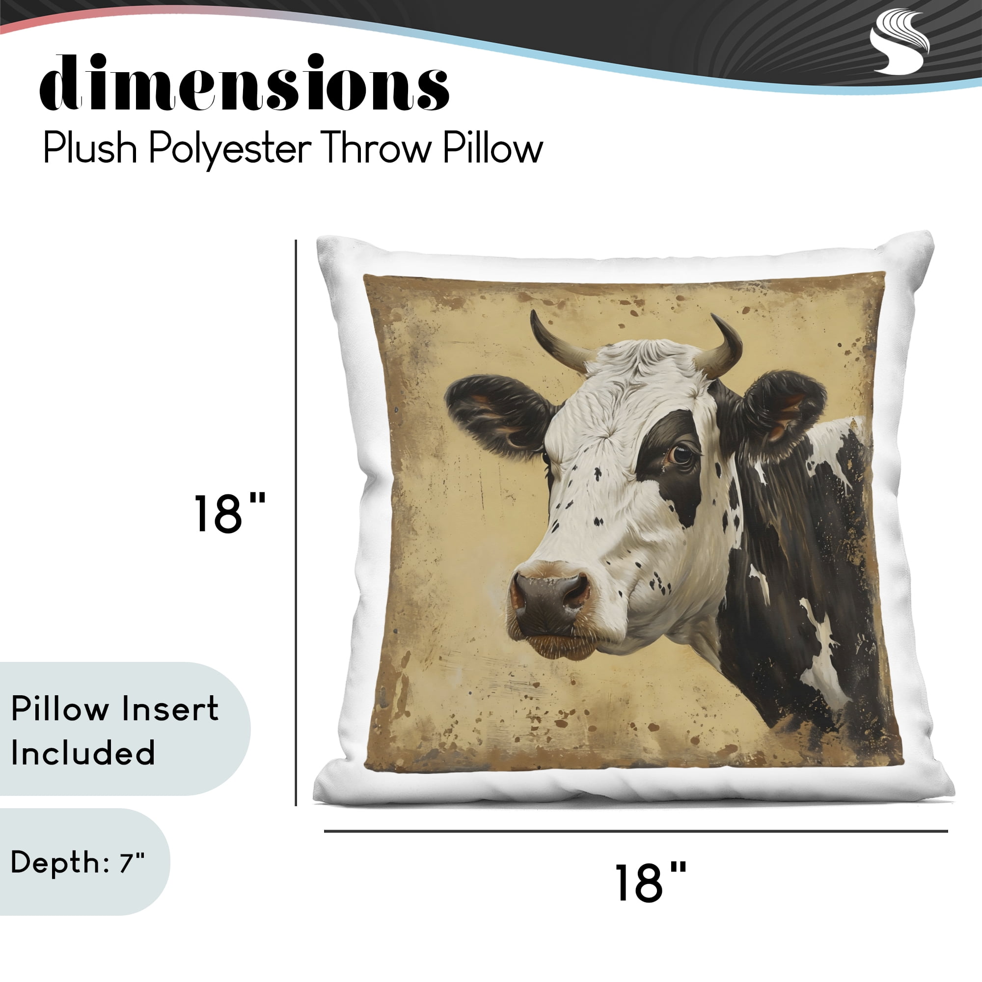 Stupell Industries Spotted Brown Cow Portrait Decorative Printed Throw Pillow, design by Creative Studio, 18 x 7 x 18