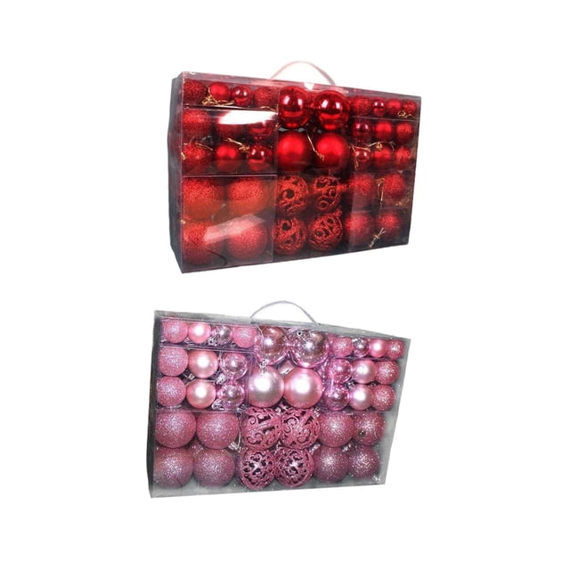 100 Uds Adornos de Bolas de Navidad árbol Decorativo Inastillable Decoraciones para Fiestas Y Vacaciones+100 Piezas de Adornos para árboles de Navidad Estilo A perfecl Colgantes Bolas