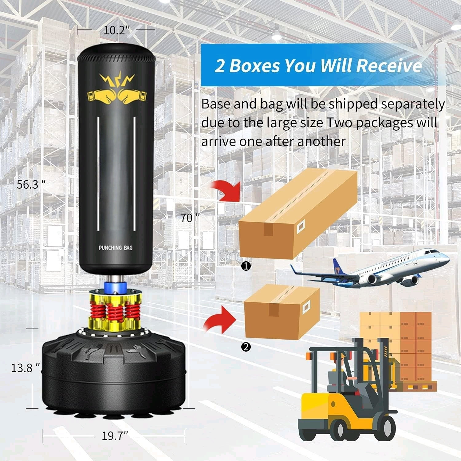 Standing Punching Bag for Adults, 205lbs Heavy Bag for Boxing, Shock Absorber, Suction Cup Base, Stand Up Punching Bag Adult, Standing Kickboxing Bag for Home Office Gym