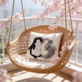 thumbnail image 4 of Spring Cute Penguin Patterns Cushion Cover, Imitation Embroidery Throw Pillow Cover, Soft Polyester Pillowcase, Easter Sofa and Bedroom Decor for Living Room and Chair, 4 of 7