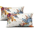 thumbnail image 2 of Blue White Pumpkin Throw Pillow Cover 12x20 Inch Pack of 2 Fallen Leaves Thanksgiving Cushion Pillow Case Square Autumn Maple Leaves Pillowcase for Fall Outdoor Party Bed Sofa Home Car Bedroom, 2 of 6