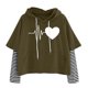 thumbnail image 1 of Gibobby Sudadera cómoda para mujer Sudadera de patchwork para mujer, informal, con cordón grueso, con capucha, blusa, top （Verdinegro， XL), 1 of 4