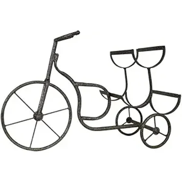 Classic Vintage Bike Delivery Style Wine Rack Freestanding Wine Holder for 3 Bottles - Countertop Tabletop Wine Organizer Stand Decor for Home or Office