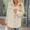 thumbnail image 5 of Yangnuo Womens Trendy Warm Comfy Fleeced Jackets 2025 Fall Winter Women Solid Color Lapel Long Sleeved Loose Breasted Long Jacket, 5 of 5