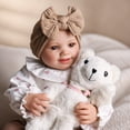 thumbnail image 4 of BABESIDE 17 Inch Soft Cloth Body Reborn Baby Doll Brown Eyes Girl Newborn Baby Dolls Real Life Baby Dolls with Toy Accessories Gift for Collection & Kids Age 3+, 4 of 10