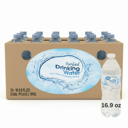 Purified Drinking Water, 16.9 fl oz Bottles, 24 Count Pack | Clean, Fresh-Tasting Hydration for Home, Office & Travel