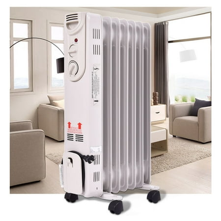 Costway 1500W Electric Oil Filled Radiator Space Heater 5-Fin Thermostat Room Radiant