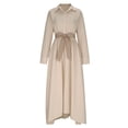 thumbnail image 6 of QUNYINEY Long Sleeve Women Dresses Solid Colors Flowy Long Formal Shirt Dress Collared Tie Waist Button Relaxed Fit Dresses, 6 of 6
