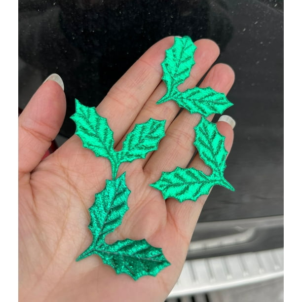Simulación de hojas verdes navideñas, bolas navideñas, manualidades, regalo, tocado, corona, hojas triangulares, accesorios de tela para bricolaje