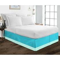 D.N.G. BEDDINGS 1 Piece Split Corner Two Tone Tailored Bed Skirt, California King Size 26 Inch Deep Pocket, 800 Thread Count, 100% Egyptian Cotton, Solid Turquoise Blue/Aqua Blue Color.