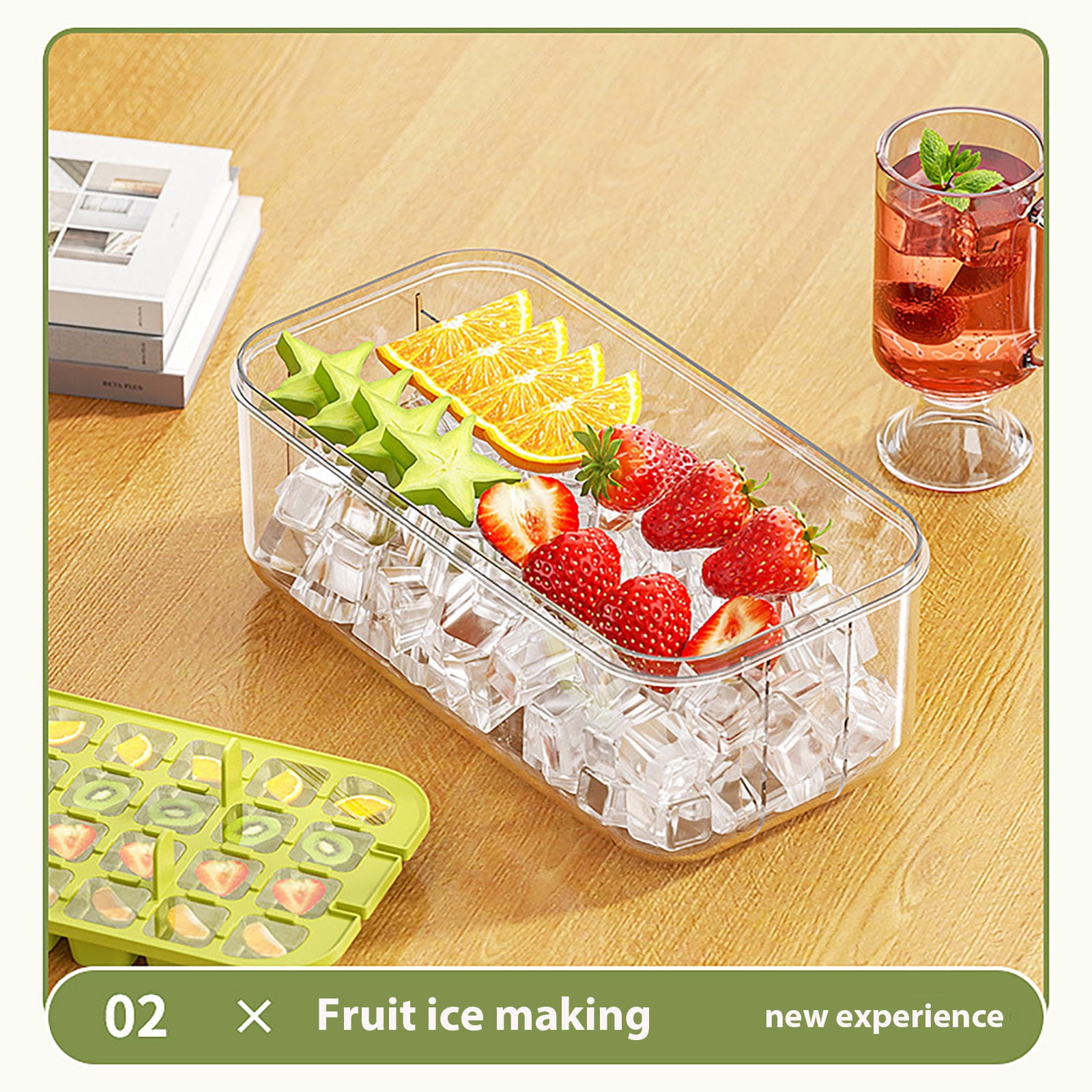 Ice Maker Machine with Storage Box and Shovel for Household Use, Food-Grade Large Capacity Press-Type Ice Block Maker