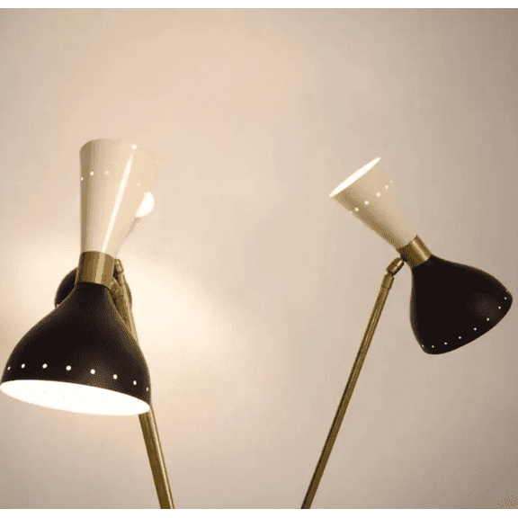 Mid-Century Modern Floor Lamp - Antique Lighting Fixture with Timeless Two Tone Style and Character - Stilnovo Vintage Style