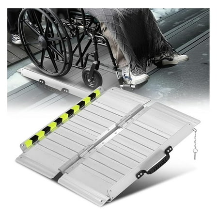 Wheelchair Ramp 2FT, Portable Folding Aluminum Wheel Chair Threshold Ramps for Home Steps Doorways, 800Lbs Capacity, 29Inch Width, Silver