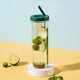 thumbnail image 2 of 700ml straw cup transparent plastic water bottle with straw portable juice cup drinking bottle grass green, 2 of 5