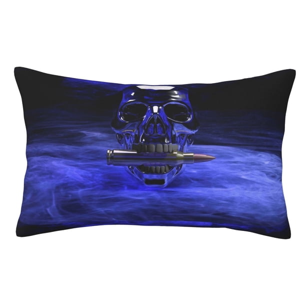 Fotbe Steel Skull Funda de Almohada Decorativa Estilo Occidental, Lujo en Algodón, Fundas para Almohadas King, Cojín Estampado para Decoración del Hogar-16"x24"