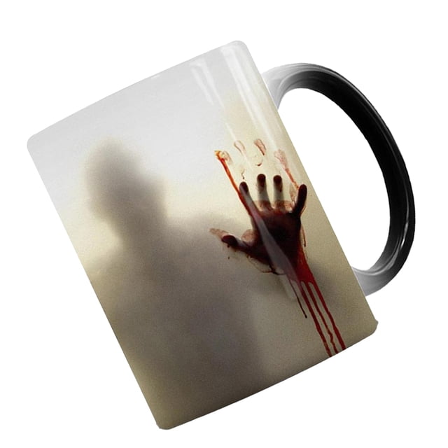 Wosthever Taza de cerámica para beber, utensilios de cocina, cambio de Color sensible, taza de bebida de agua de terror, regalo espeluznante Kits de decoración para fiestas