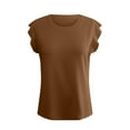 thumbnail image 4 of Women's Fashion Waffle Knit Trendy Tops Cap Sleeve Cute Tops Crew Neck Sleeveless Dressy Tank Tops (XL, Brown), 4 of 7