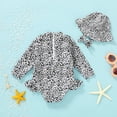 thumbnail image 5 of Younger Tree Baby Girl Swimsuit Long Sleeve Rash Guard One Piece Swimwear Hat Bathing Suit Set for 3-6 Months, 5 of 7