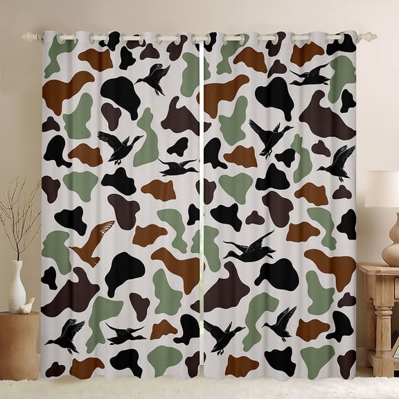 jejeloiu Wild Mallard Duck Black Out Curtains,Gray Green Brown Curtains Pack of 2 (42x63 Each) For Kids