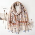 thumbnail image 2 of UJNDER Women's Fall Scarf Lightweight Soft Floral Print with Tassel Shawl Light Pink One Size, 2 of 3