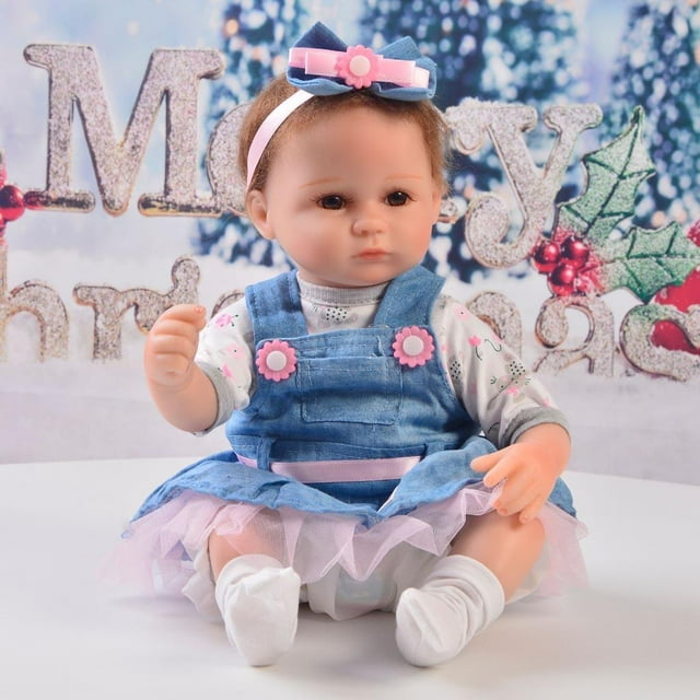 Conjunto de Ropa de Muñeca de 5pcs para 16-17 Pulgadas Reborn Muñeca Accesorio de Ropa CUTICAT Ropa para muñecas Reborn Color azul