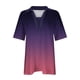 thumbnail image 3 of Tops Cortos para las Mujeres Blusas Impresas de Gradiente Camiseta de Manga Corta con Cuello de Vuelta, Tops de Blusa para las Mujeres Casual, 3 of 5