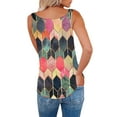 thumbnail image 3 of ORQ Women Summer V-Neck Zipper Printed Metal Buckle Tank Top, 3 of 4