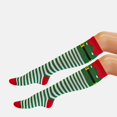 thumbnail image 4 of GobdXE Unisex Knee High Socks Christmas Elf Stripe Graphic Print Soft Knit Holiday Costume Party Wear Size:One Size, 4 of 6