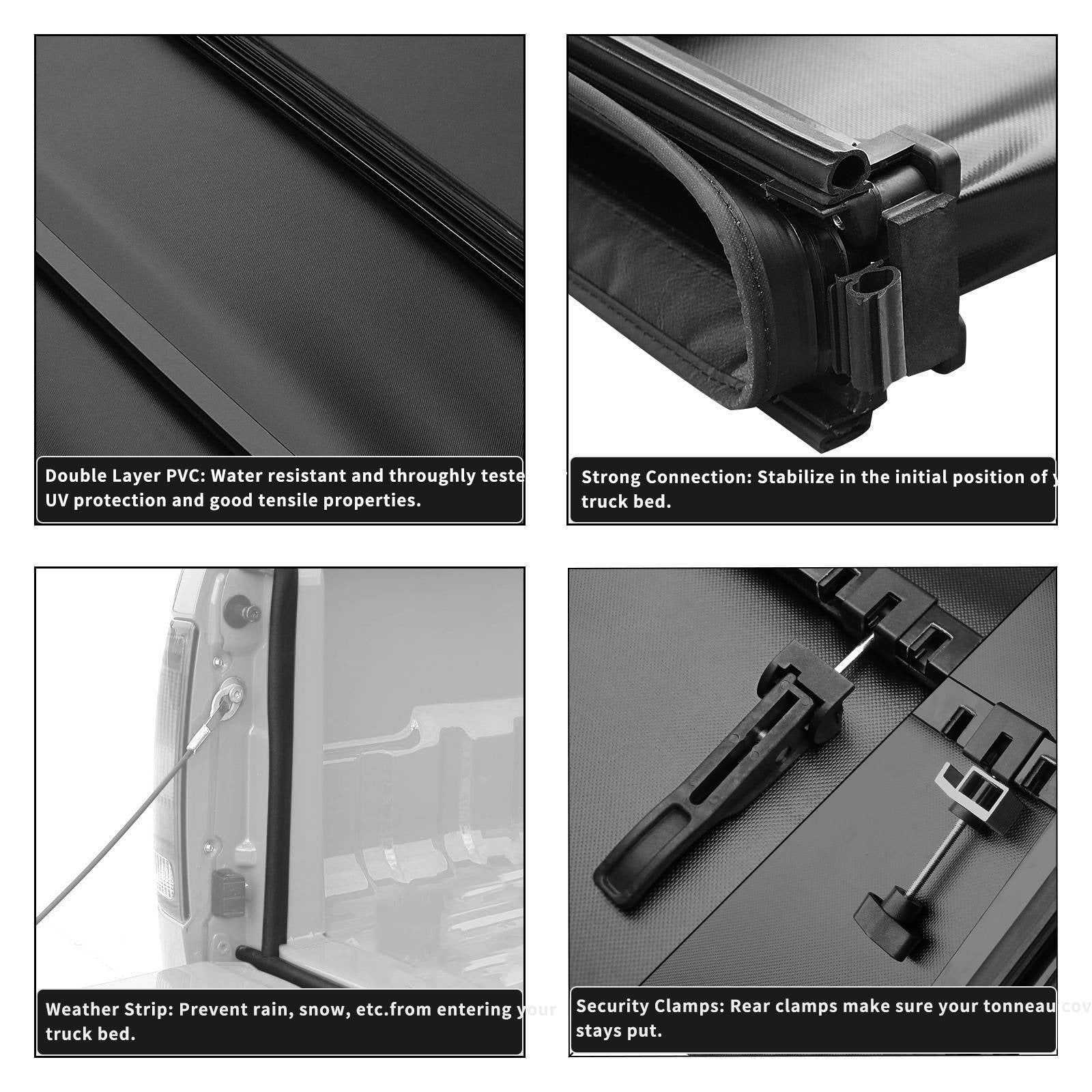 RVNI 5.5ft Soft 4 Fold Truck Bed Tonneau Cover for 14-21 Toyota Tundra w/ Deck Rail System