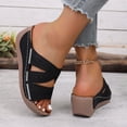 thumbnail image 5 of Bkhluea Women Wedge Slide Sandals Star Cutout Embroidered Shoes Comfortable For Casual Home Travel Daily Outdoor Activities, 5 of 7