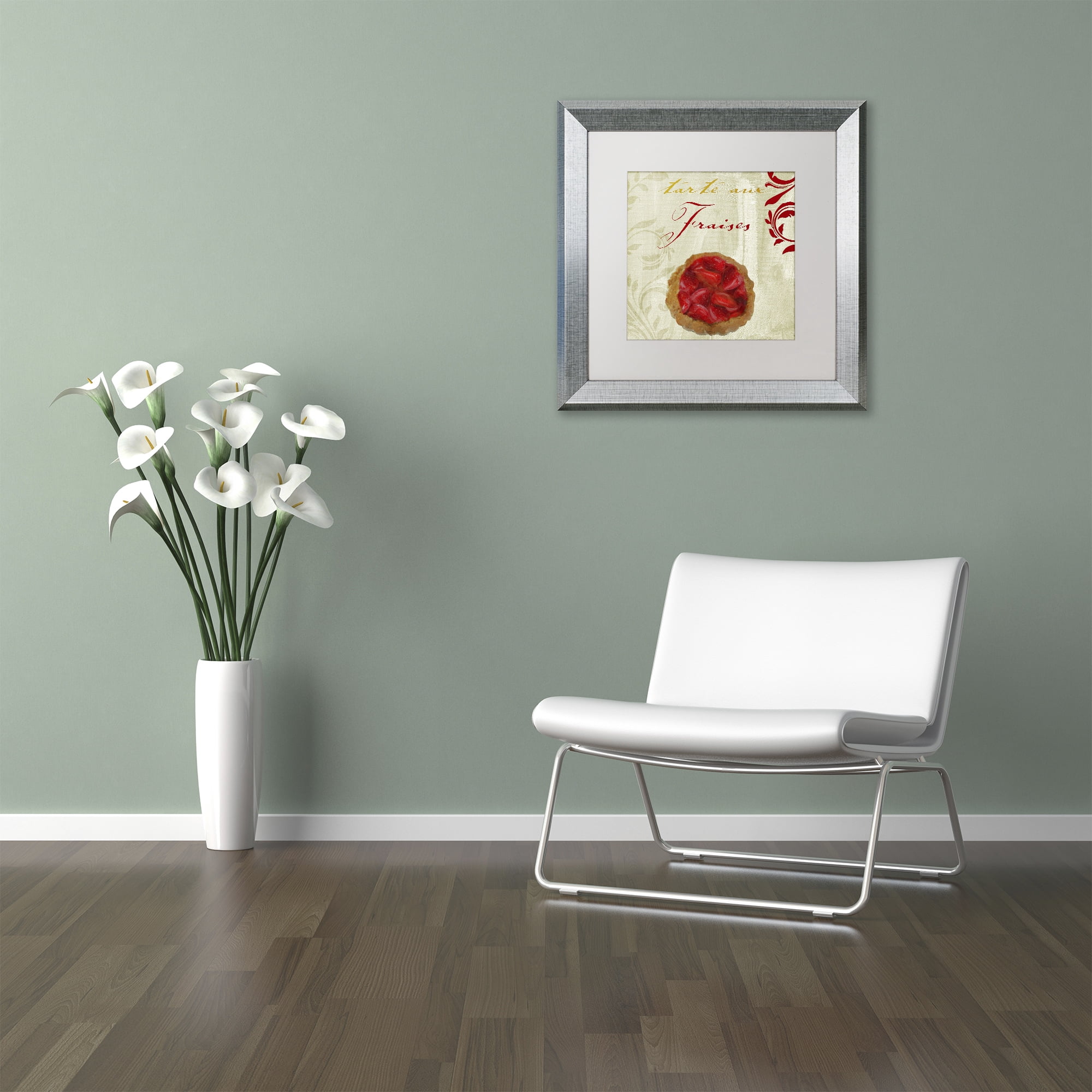Trademark Fine Art "Tartes Francais, Strawberry" Canvas Art by Color Bakery White Matte, Silver Frame