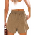 thumbnail image 2 of Hanerdun Women Sports Gym Shorts Female Elastic Waist Athletic Bottom Brown M, 2 of 6