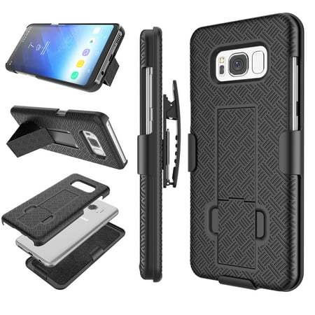 Samsung Galaxy S8 Case, Galaxy S8 Hard Case, Njjex Hard Shell [Built-in Kickstand] Holster Locking Belt Swivel Clip Defender Secure Slim Case Cover For Samsung Galaxy S8 All Carries