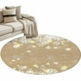 thumbnail image 6 of Beige Snowflake Christmas Round Rug 3ft Washable Circle Entryway Rugs Non Slip Winter Xmas Snowflake Farmhouse Area Rug Indoor Floor Carpet for Bedroom Kitchen Living Room Office Dining Room Nursery, 6 of 8