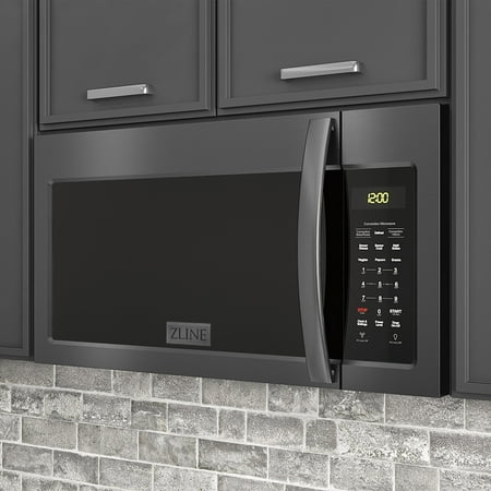 ZLINE Over the Range Convection Microwave Oven in Black Stainless Steel with Modern Handle and Sensor Cooking - Black