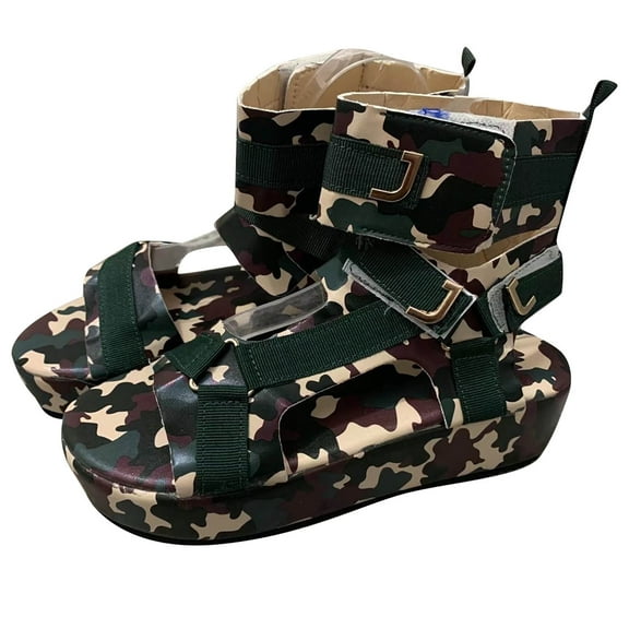 Platform Sandals For Womens Open Toe Ankel Strap Snakeskin Flats Beach Shoes