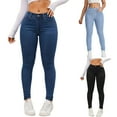 thumbnail image 4 of Women's High Waist Skinny Jeans - Moderate Stretch Denim Pants, Blue Size L, 4 of 4
