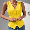 thumbnail image 2 of Women Solid Color V Neck Sleeveless Suit Vest, Button Front Casual Waistcoat Fashion Layering Outerwear for Spring Summer Autumn Daily Wear Yellow, 2 of 6