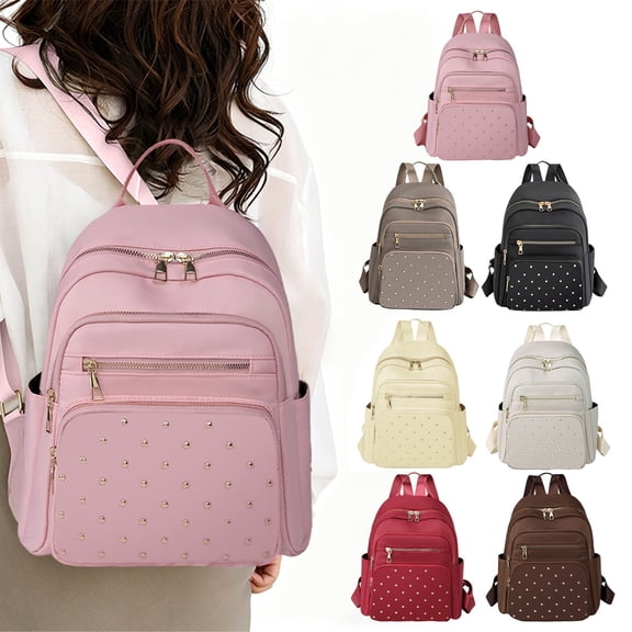 Laptop Backpack Purse for Women Leather Mini Backpack Work Travel Top Handle Satchel Beige 1pc