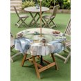 thumbnail image 5 of Outdoor Table Cloth with Umbrella Hole and Zipper, Blue Pumpkin Fall Waterproof Round Tablecloth 60 Inch, Green Thanksgiving Leaves Pastoral Washable Table Cover for Outside Party Patio Picnic, 5 of 5